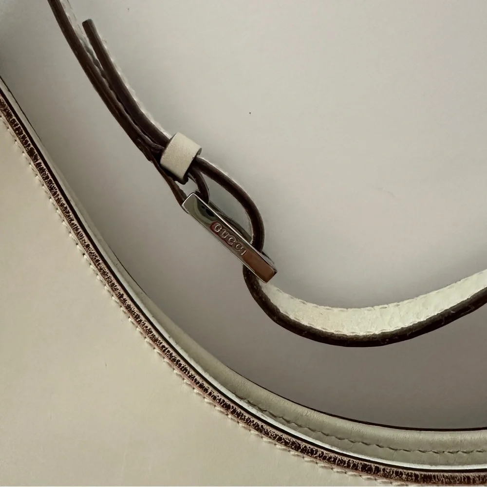 Gucci GG Canvas Cream Hobo Bag with Monogram Print and Leather Trim